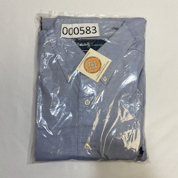 Ralph Lauren Shirt Yarmouth Men's 16.5 32-33 Blue Oxford Long Sleeve Button Down - Picture 16 of 16